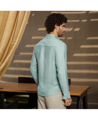 Men's Sage Green Breezy Wrinked Relaxed Shirt