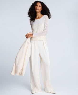 Women's Paillette Mesh Long-Sleeve Top