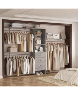 120'' Heavy Duty Closet Organizer System with 3 Wooden Drawers, 10FT Walk-in Closet Organizer with 3 Shelving Towers