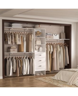 120'' Heavy Duty Closet Organizer System with 3 Wooden Drawers, 10FT Walk-in Closet Organizer with 3 Shelving Towers