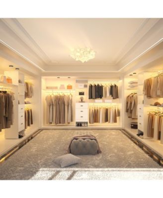 120'' Heavy Duty Closet Organizer System with 3 Wooden Drawers, 10FT Walk-in Closet Organizer with 3 Shelving Towers