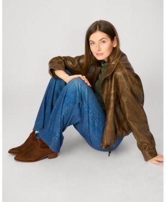 Women's Ruffle Lace Stretch Mock Neck Top