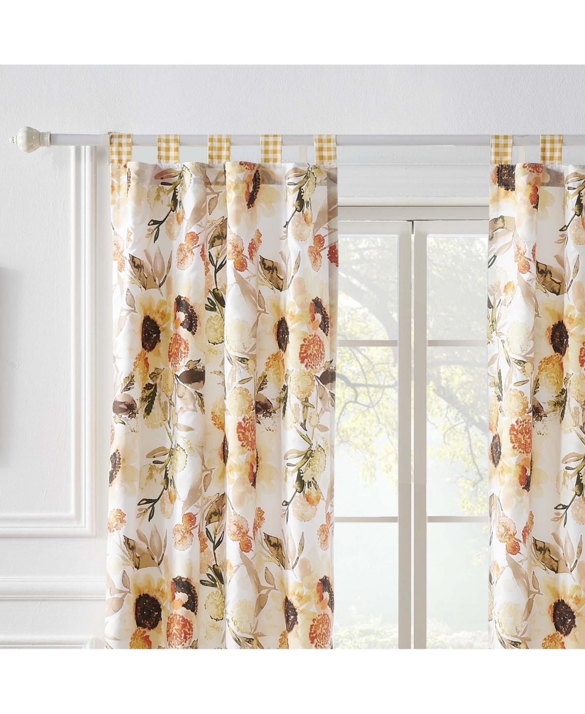 Greenland Home fashions Somerset Curtain Panels (Set of 2) with Tiebacks 84in x 42in Gold