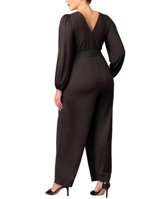 Plus Size Brigitte Long Sleeve Wide Leg Jumpsuit