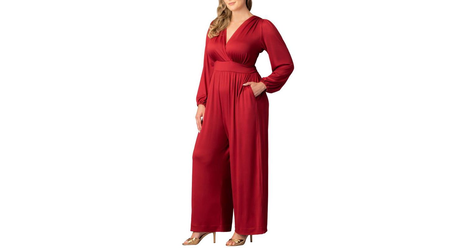 Plus Size Brigitte Long Sleeve Wide Leg Jumpsuit