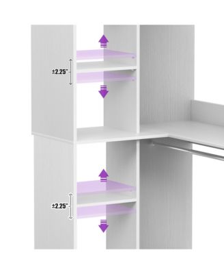 Freestanding Corner Closet System with 8 Shelves and 2 Hanging Rods, 36-Inch Closet Organizer for Bedroom