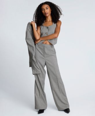 Women's Houndstooth Cropped Fitted Bodice Vest