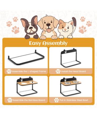 Elevated Dog Bowls 3 Adjustable Heights with 2 Stainless Steel Food Water Bowls