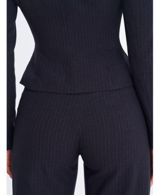 Women's Quinnie Navy Striped High-Waisted Straight Leg Pant