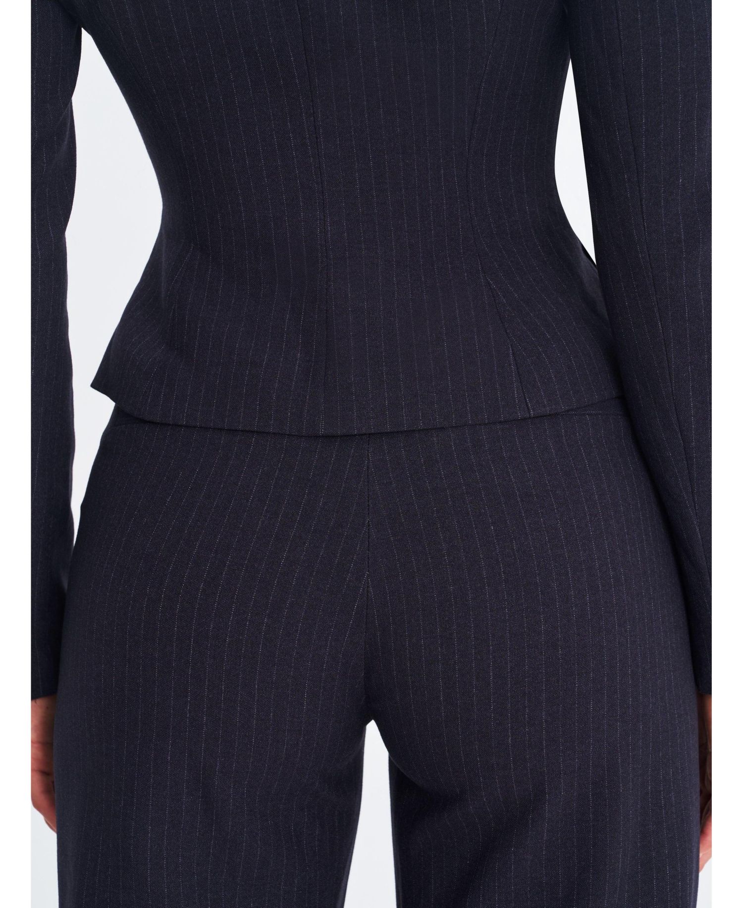 Women's Quinnie Navy Striped High-Waisted Straight Leg Pant