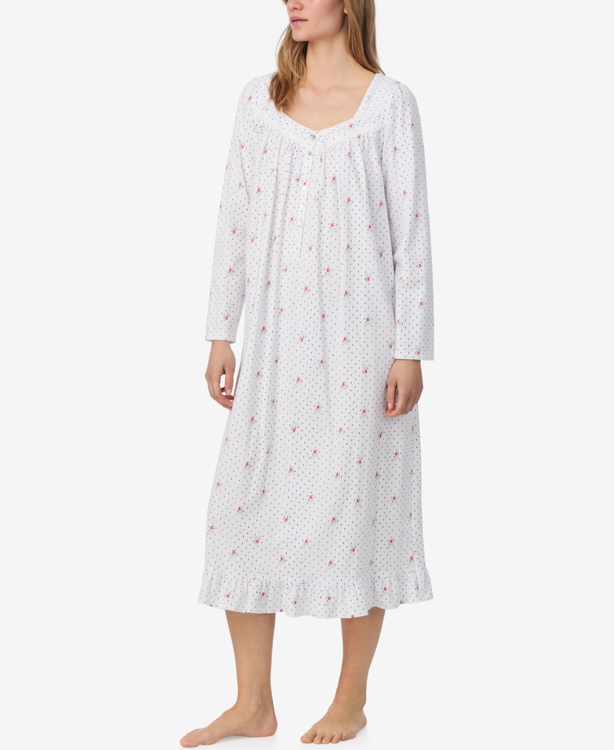 Eileen West Women's Cotton Jersey Long Sleeve Nightgown