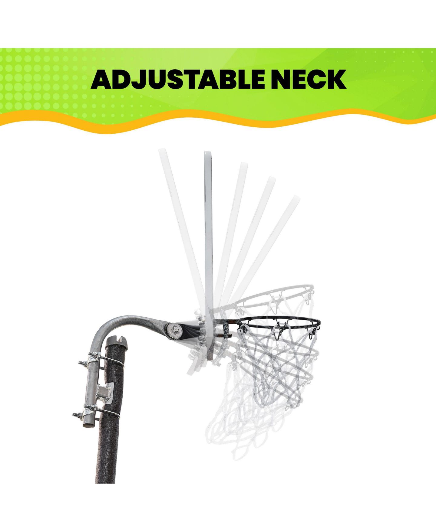 Детские игрушки JumpKing Trampoline Basketball Hoop Set, 7.5" Breakaway Metal Ring, Fits Most Trampolines, Ages 6+, цвет: Чёрный / Зелёный — фото 3