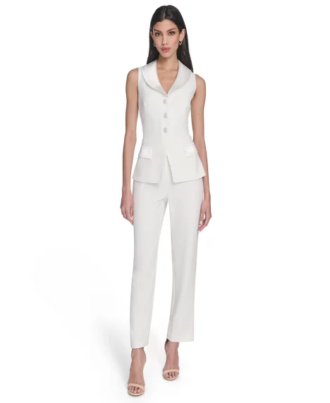 Petite Sleeveless Vest Jumpsuit - Ivory