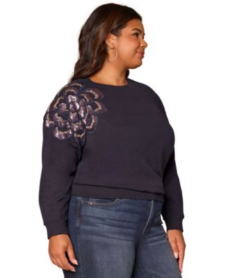 Plus Size Embellished Crewneck Sweatshirt