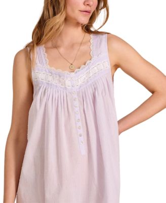 Women's Striped Swiss Dot Sleeveless Chemise