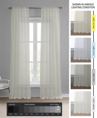 Striped Patterned Faux Linen Sheer Curtain