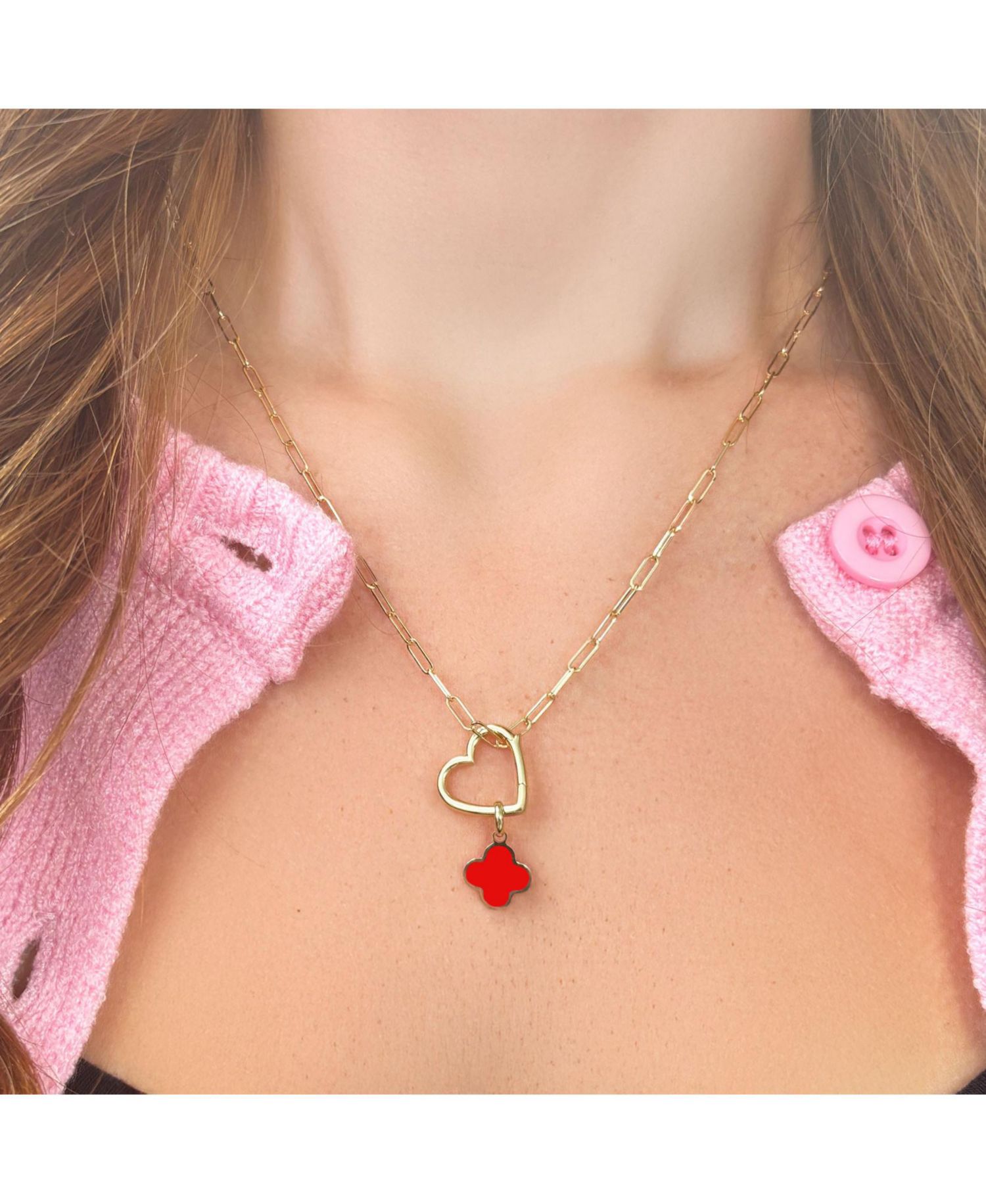 Coral Clover Charm - 10 millimeters