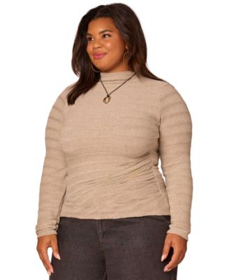 Democracy - Plus Size Long-Sleeve Asymmetrical Side Ruching Top