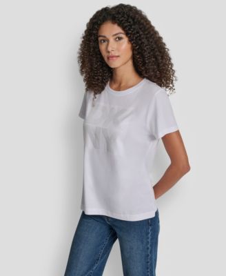 Women's Embellished Logo Detail Crew Neck T-Shirt