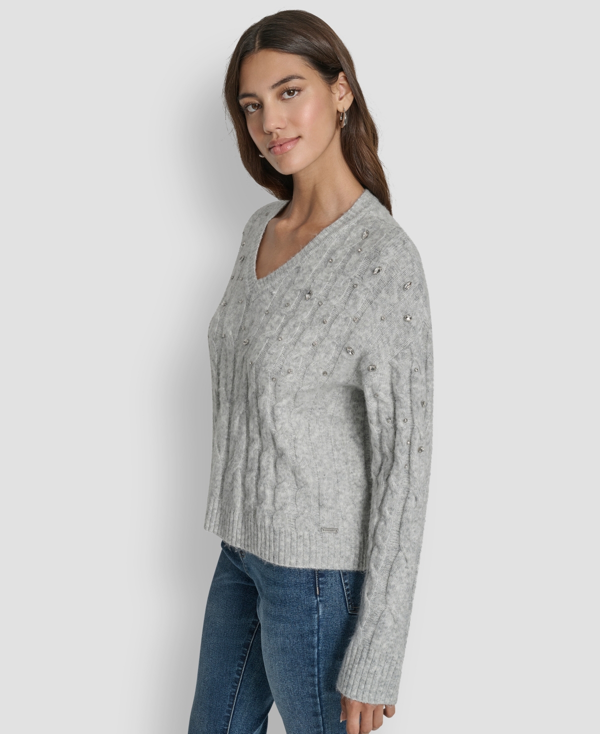 Dkny Jeans Women's Embellished Detail Long-Sleeve Sweater