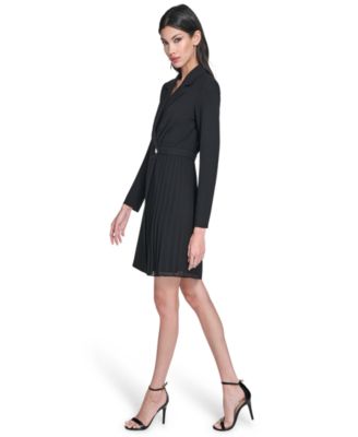 Petite Long-Sleeve Collared Dress