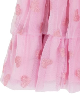 Girls 2T-6X Tiered Heart Glitter Mesh Dress