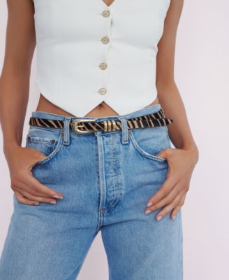 Tiger Print Skinny Belt