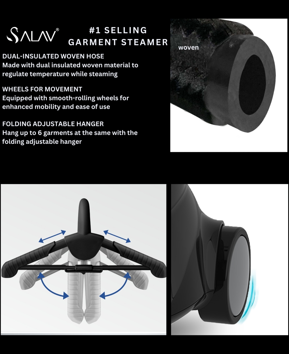 Salav Smart Auto-Off Upright 65" Garment Steamer