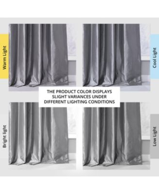 Ruched Solid Faux Silk Taffeta Room Darkening Curtain
