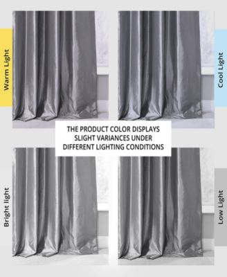 Ruched Solid Faux Silk Taffeta Room Darkening Curtain