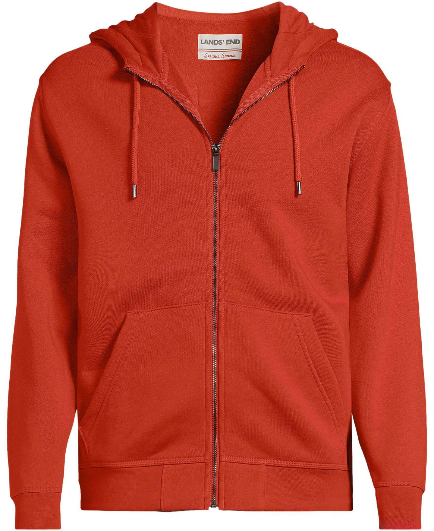 Мужское худи Lands' End Long Sleeve RainDefense Serious Sweats Full Zip, цвет: Bourbon — фото 3
