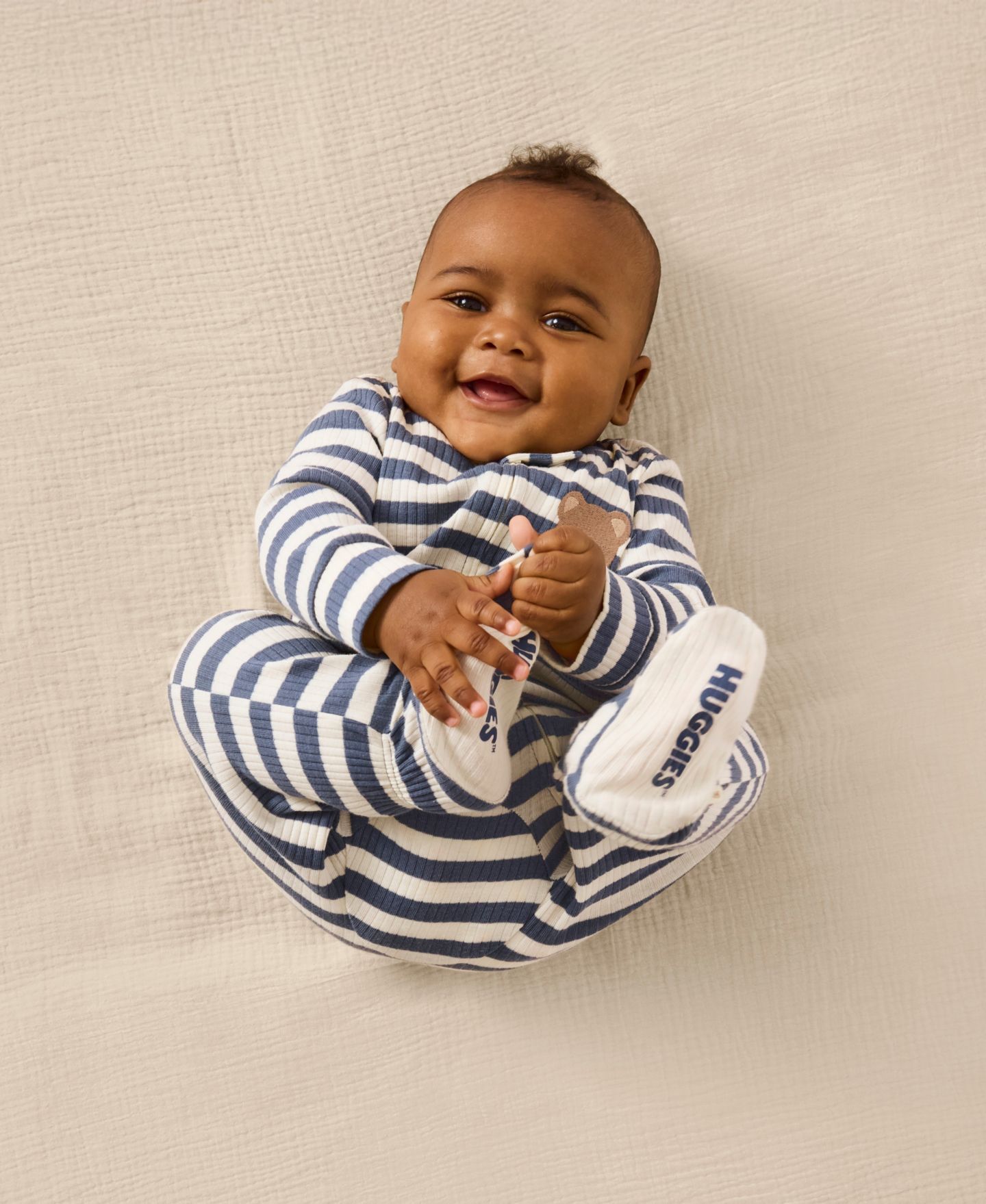 Детский комбинезон с ножками Huggies на двусторонней молнии, цвет: Синий / Белый — фото 2