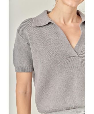 Women's Polo Knit Short Seeves Top