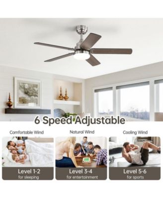 42-inch Modern Minimalist Sand Nickel 5-Blade Ceiling Fans with Led Lights and Remote Control