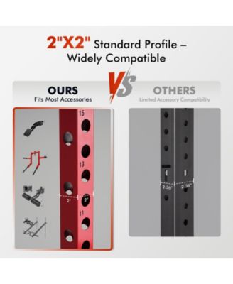 2" x 2" Folding Wall Mounted Squat Rack, 1000 Pounds Capacity Power Rack with Pull Up Bar, J Hooks and Other Attachments, Space-Saving Home Gym