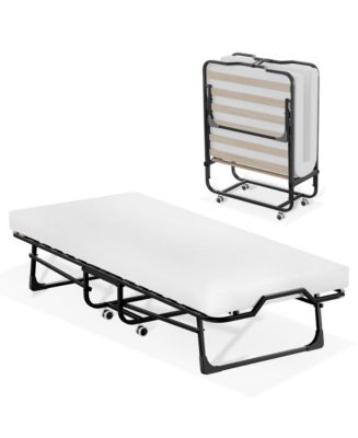 Portable Folding Bed with Mattress & Metal Frame for Easy Storage, 75