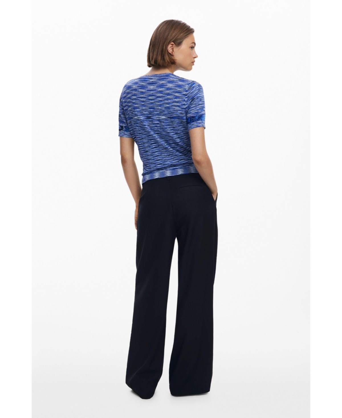 Desigual Women's Marbled Knit T-shirt In Blue