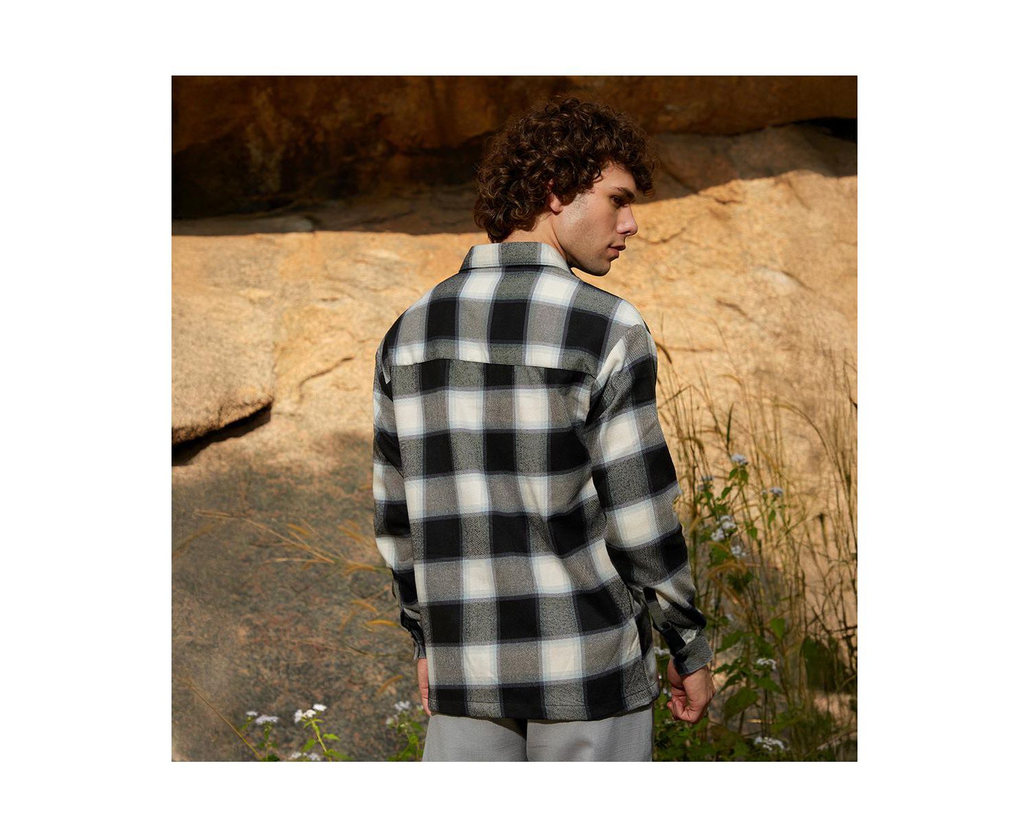 Men's Onyx Black Tartan Utility Shacket