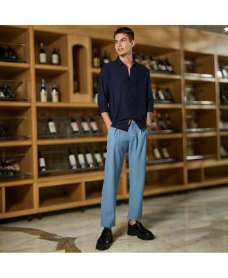 Men's Navy Blue Breezy Wrinked Shirt