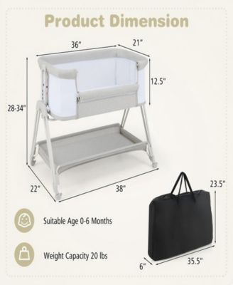 Portable Bedside Bassinet with 7 Adjustable Heights