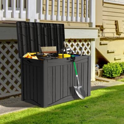 45 gal Patio Waterproof Resin Deck Box Lockable Outdoor Storage Garden Tools