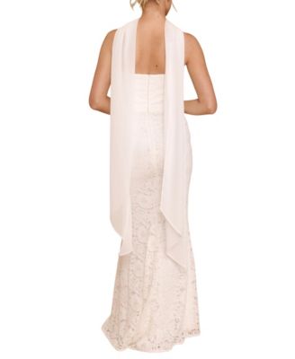 Women's Lace Bandeau Scarf Detail Maxi Dress