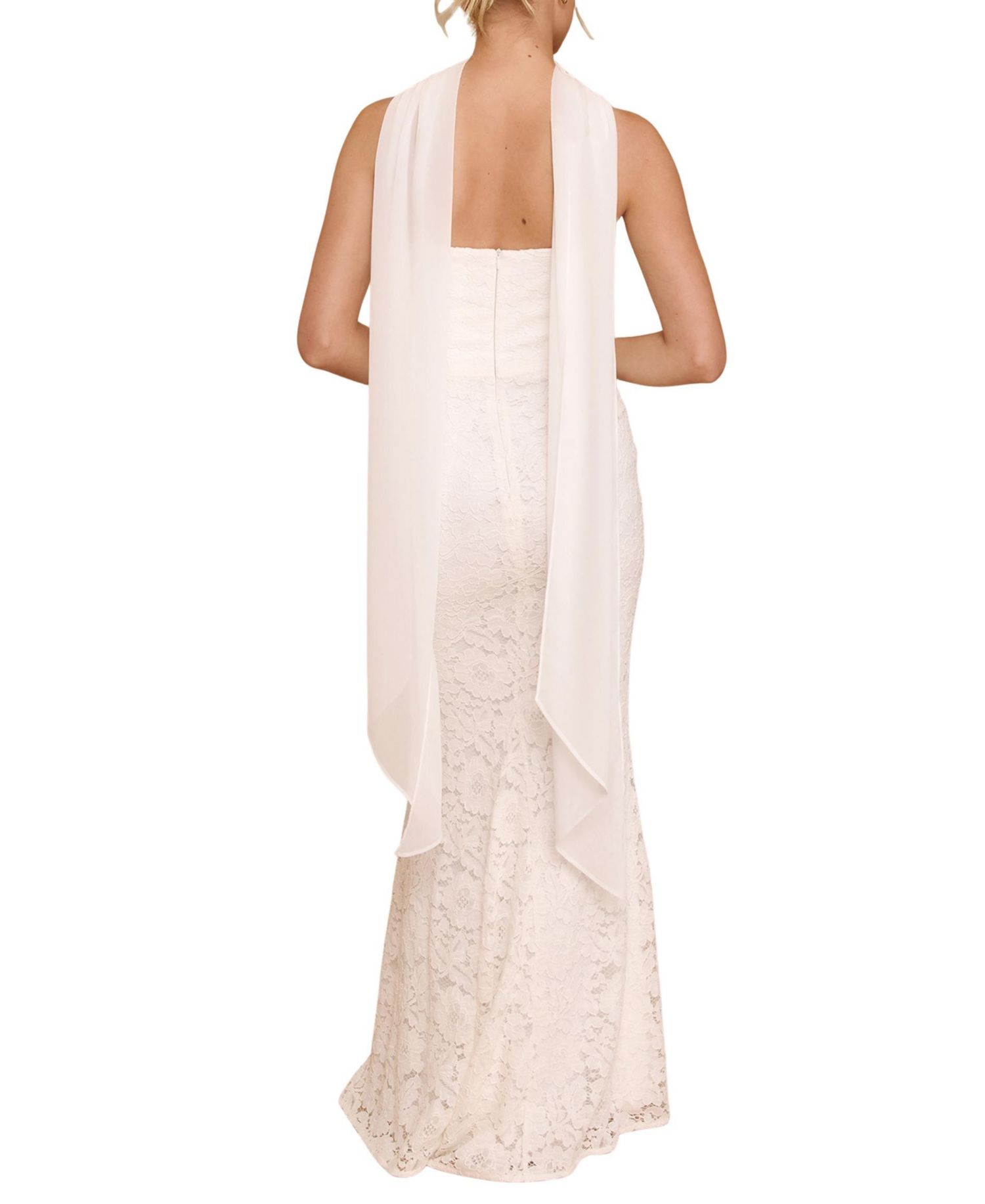 Women's Lace Bandeau Scarf Detail Maxi Dress
