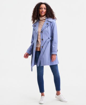 Women's Single-Breasted Hooded Belted Trench Coat
