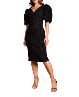 Women's Floral Pleated Sleeve Pencil Dress