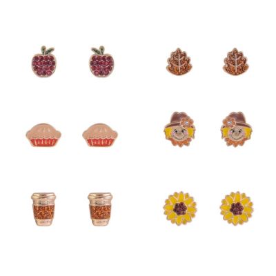 Fall Theme 6pk Stud Earring Set