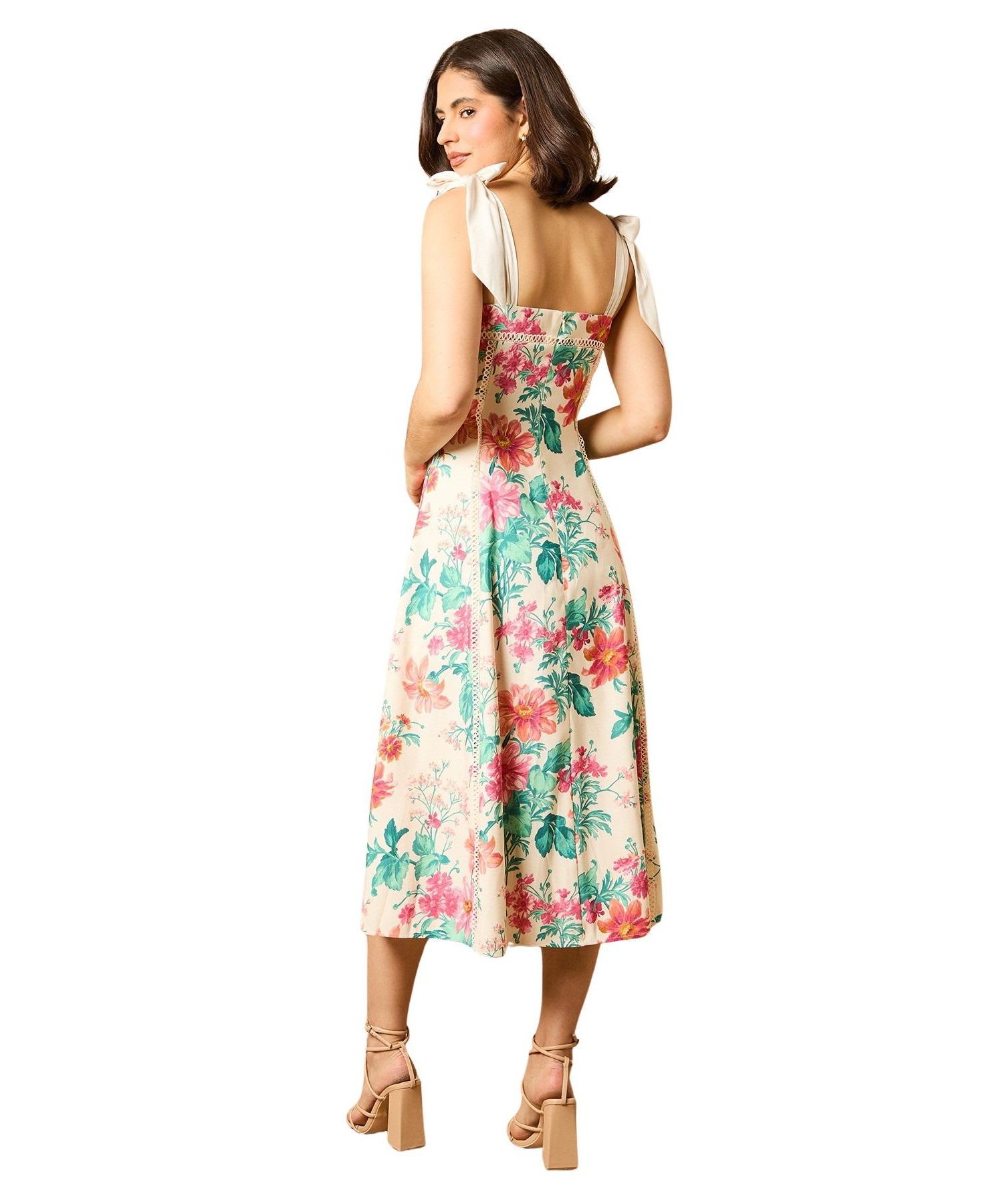 Women's Bow Strap Midi Prom Dress
