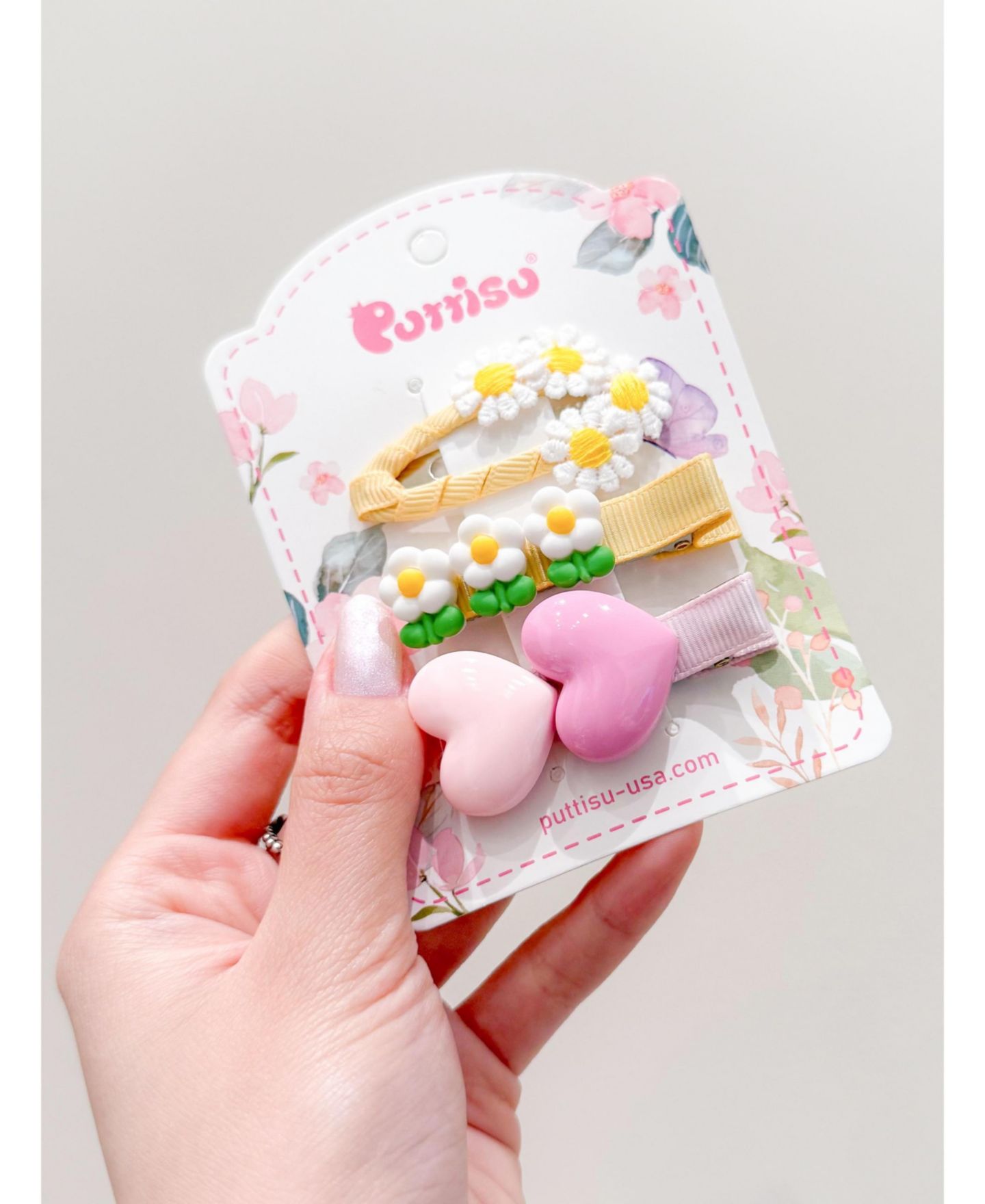 Аксессуары для волос Puttisu Kids Hair Accessories-3pc Hair Clip Set - Heart & Daisy Charm для девочек, цвет: Лимонный — фото 4