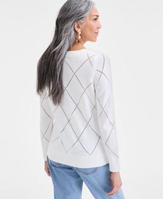 Women's Pointelle Boat-Neck Sweater