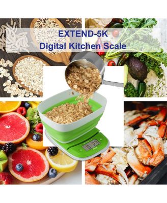 Extend-5K Digital Kitchen Scale With Collapsible Bowl, 11LB / 5KG